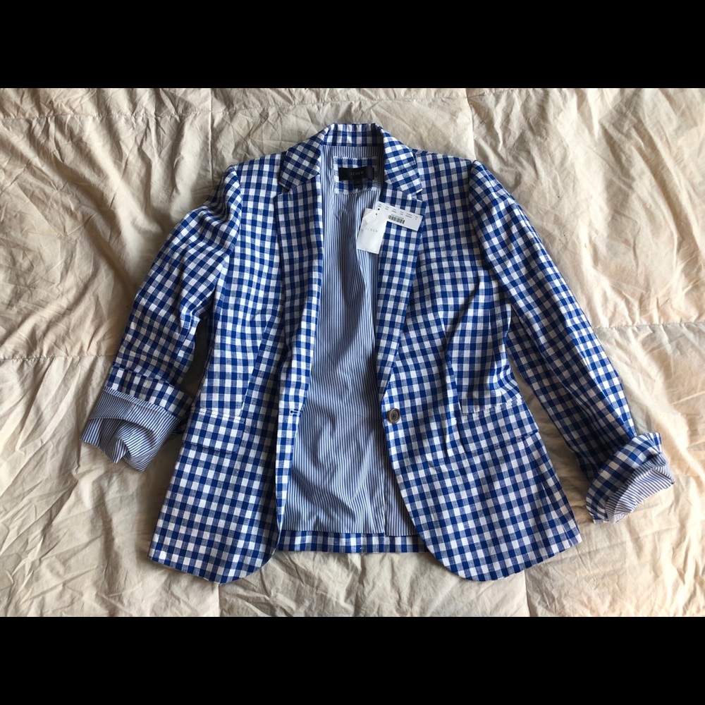 J.Crew Gingham Summer Linen Blazer
